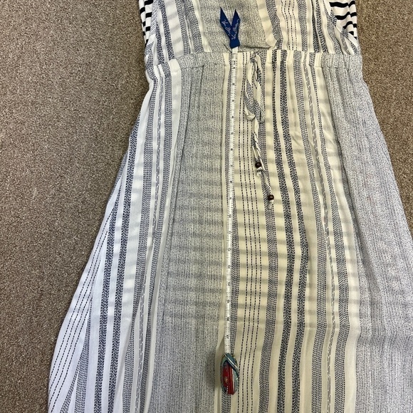 Hummingbird: Women's Navy / White Sleeveless Striped Maxi Beach Dress, Size S - Picture 7 of 7
